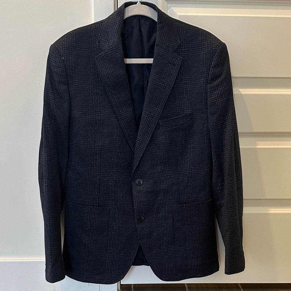Johnston & Murphy Dark Blue Plaid Blazer
